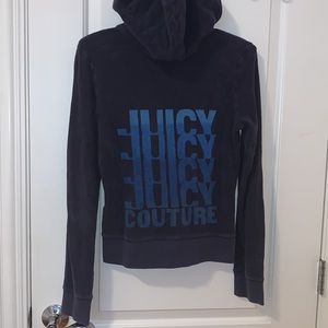 Juicy Couture Navy Terry Cloth Track Jacket Hoodie